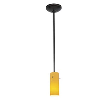Access Lighting Cylinder, LED Pendant, Oil Rubbed Bronze Finish, Amber Glass 28030-3R-ORB/AMB